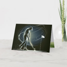 Tarjeta Neon Golfer Poniendo la pelota por el cumpleaños