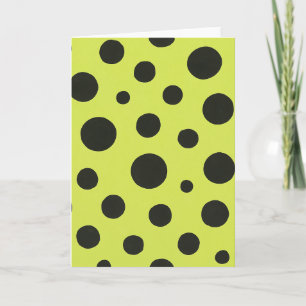 Tarjeta Neon Green con Black Polka Dots Watercolor