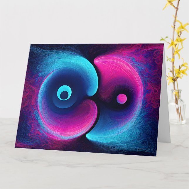 Tarjeta Neon Harmony: Una interpretación moderna de Yin Ya (flor amarilla)