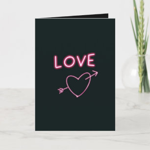 Tarjeta Neon Pink on Black LOVE corazones Personalizado Te