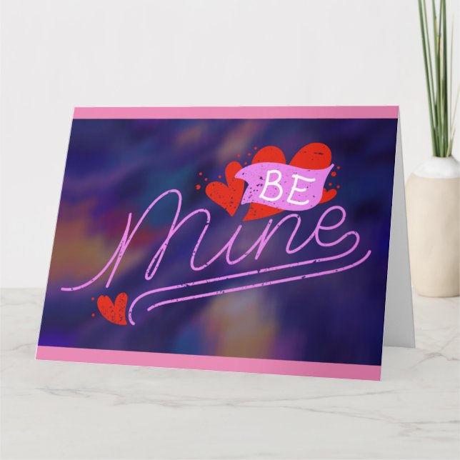 Tarjeta Neon Shade be Mine Valentine Red Heart Valentine (Anverso)