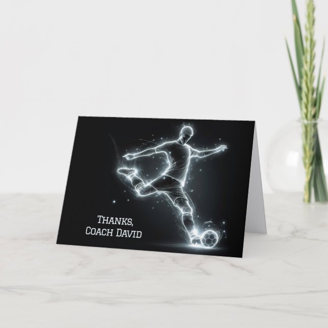 Tarjeta Neon Soccer Player Para Entrenador Gracias (Anverso)