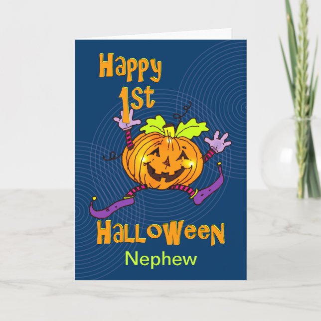 Tarjeta Nephew 1ª calabaza feliz de Halloween (Anverso)