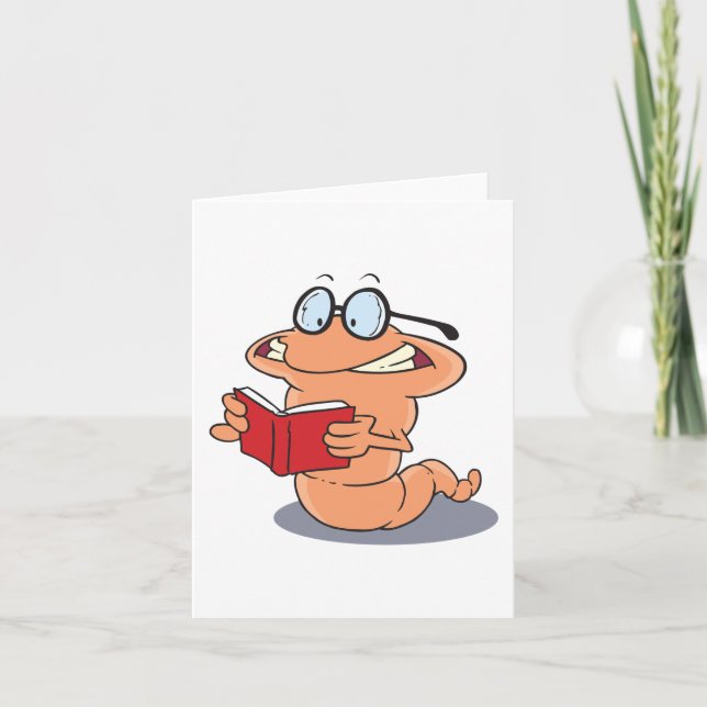 Tarjeta Nerdy Bookworm leyendo un libro (Anverso)