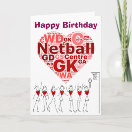 Tarjeta Netball Heart Positions Happy Birthday
