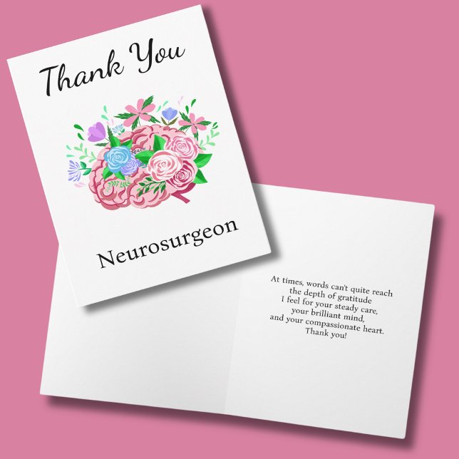 Tarjeta Neurocirujano Gracias Cerebro Con Flores (Subido por el creador)
