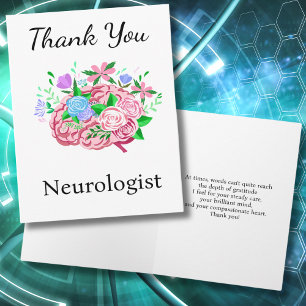 Tarjeta Neurologista Gracias Cerebro Con Flores