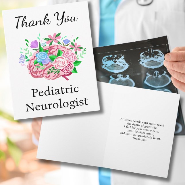 Tarjeta Neurologista pediátrico Gracias Cerebro Con Flores (Subido por el creador)
