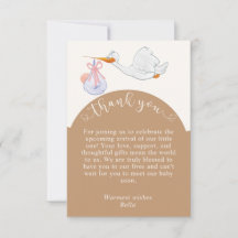 Tarjeta Neutral Baby Shower Stork Gracias
