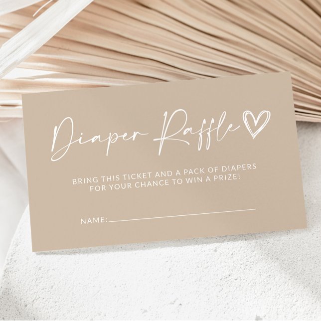 Tarjeta Neutral Beige Baby Shower Diaper Raffle (Subido por el creador)