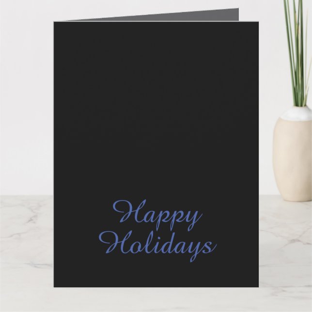 Tarjeta Neutral Black & Blue Plain Elegant Happy Holidays (Anverso)