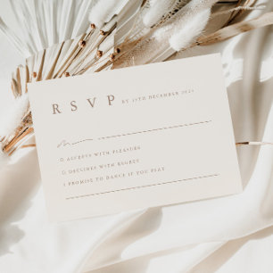Tarjeta Neutral Elegante de Boda Minimalista RSVP