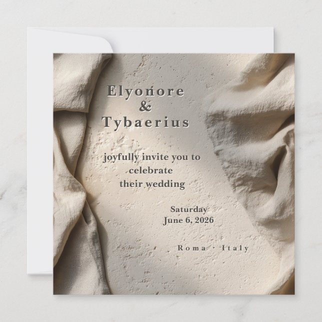 Tarjeta Neutral Stone Square Wedding Invitation (Anverso)