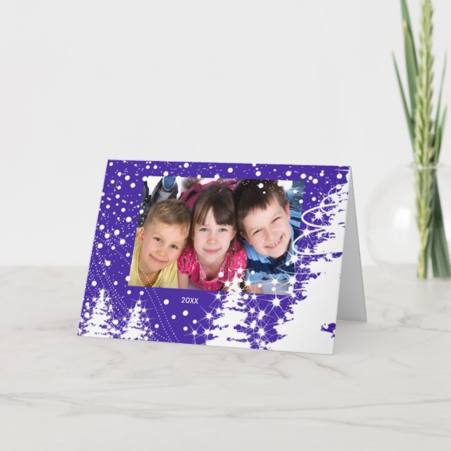 Tarjeta nevada de la foto del navidad de la (Anverso)