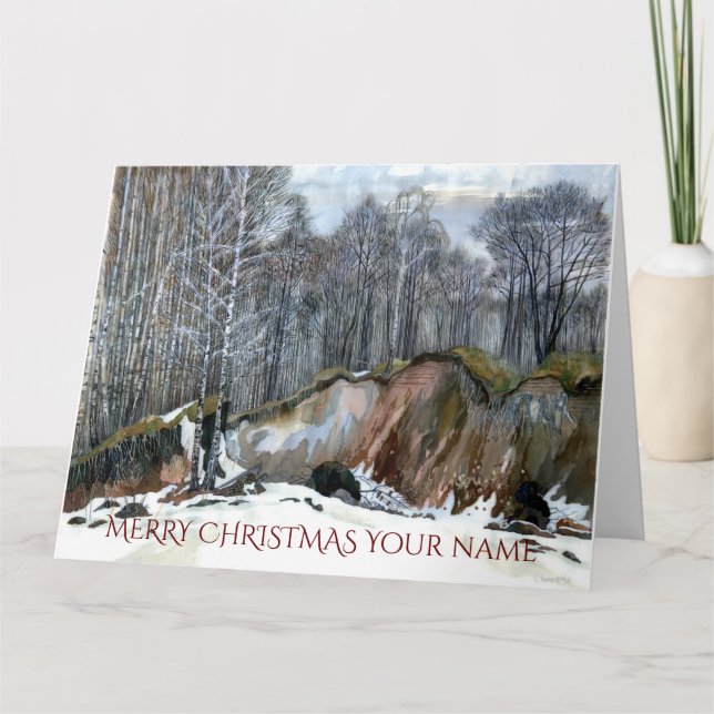 Tarjeta Nevado pintando acuarela sobre seda (Anverso)