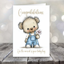 Tarjeta New Baby Boy Congratulations Teddy Bear Card
