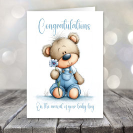 Tarjeta New Baby Boy Congratulations Teddy Bear Card