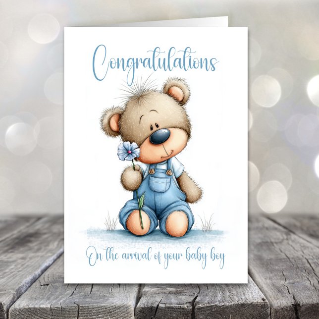 Tarjeta New Baby Boy Congratulations Teddy Bear Card (Subido por el creador)