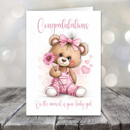 Tarjeta New Baby Girl Congratulations Teddy Bear Card