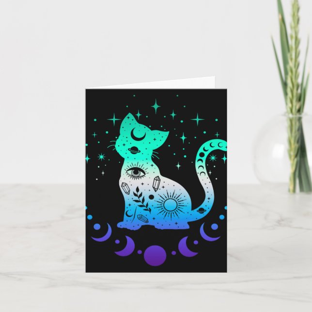 Tarjeta New Blue Gay Male Mlm Pride Flag, Astrology Cat  (Anverso)