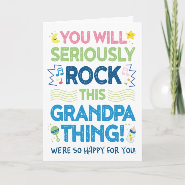 Tarjeta New Grandpa Congrats, You will Rock This! (Anverso)