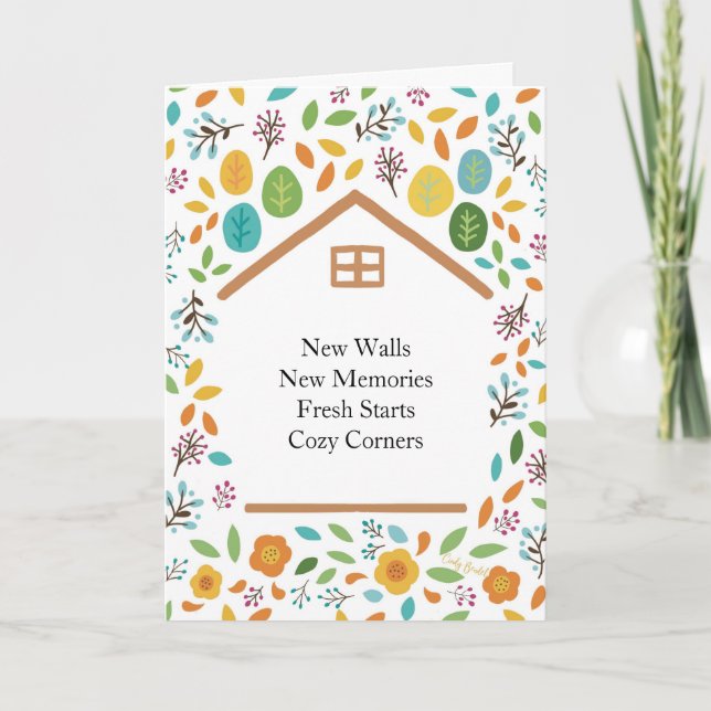 Tarjeta New Home Housewarming Floral Design (Anverso)