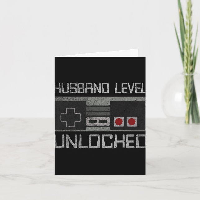 Tarjeta New Husband Level Unlocked Just Married Gamer Bach (Anverso)
