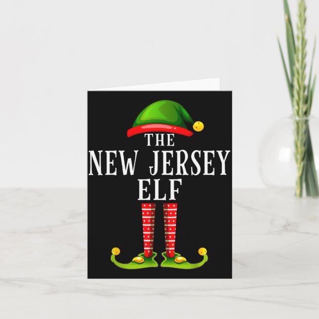 Tarjeta New Jersey Elf Christmas Matching Family Group Pjs (Anverso)