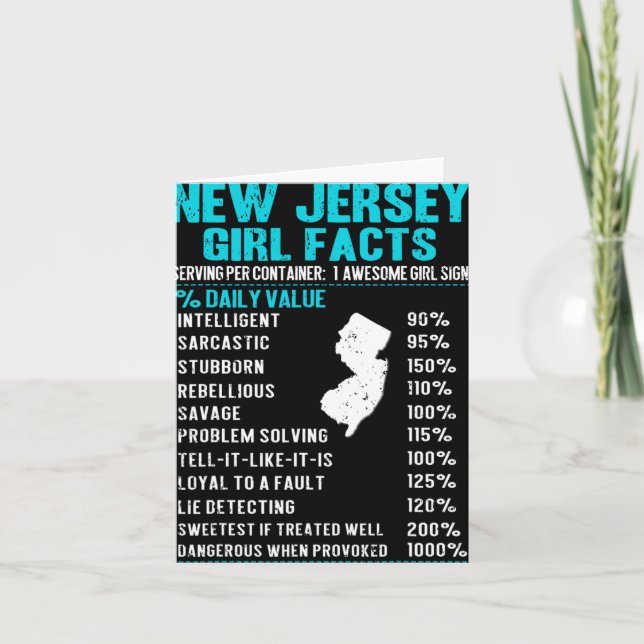 Tarjeta New Jersey Girl Facts Funny Birthday Gift Born In  (Anverso)