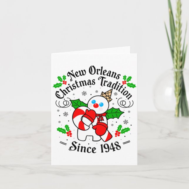 Tarjeta New Orleans Mr Bingle Christmas Tradition Snowman  (Anverso)