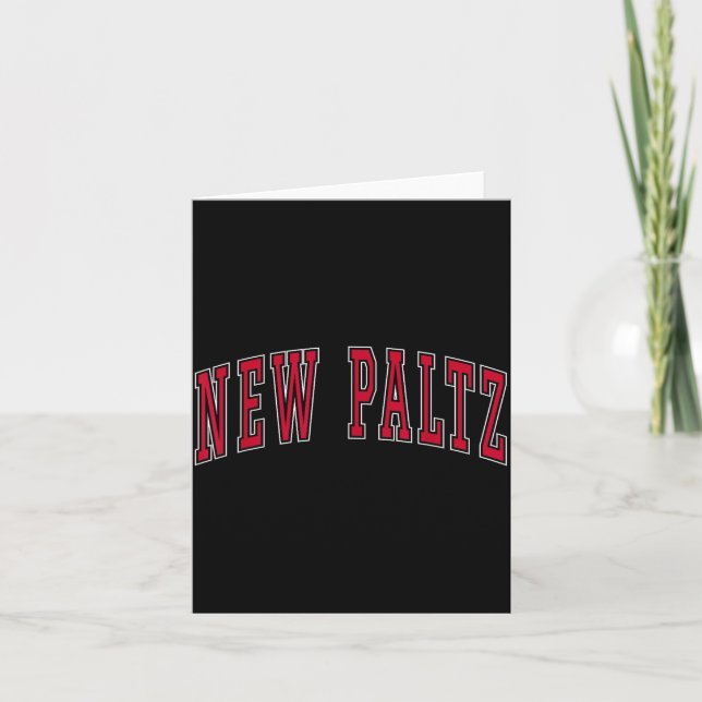 Tarjeta New Paltz New York Souvenir College Style Red Text (Anverso)