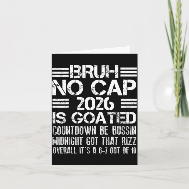 Tarjeta New Year 2026 Bruh No Cap Countdown Bussin Funny R (Anverso)
