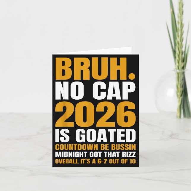 Tarjeta New Year 2026 Bruh No Cap Countdown Bussin Funny R (Anverso)