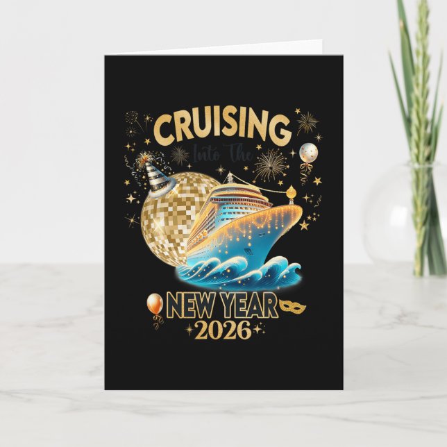 Tarjeta New Year 2026 Yacht Cruise Ship Nye Party Matching (Anverso)