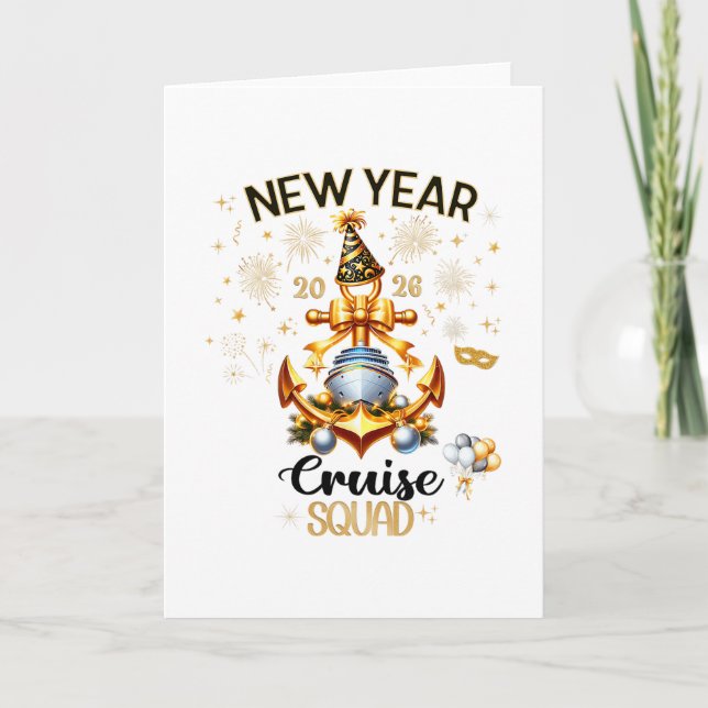 Tarjeta New Year 2026 Yacht Cruise Ship Nye Party Matching (Anverso)