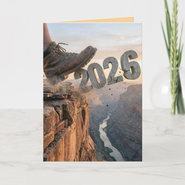 Tarjeta New Year 2027 Hiking Boot (Anverso)