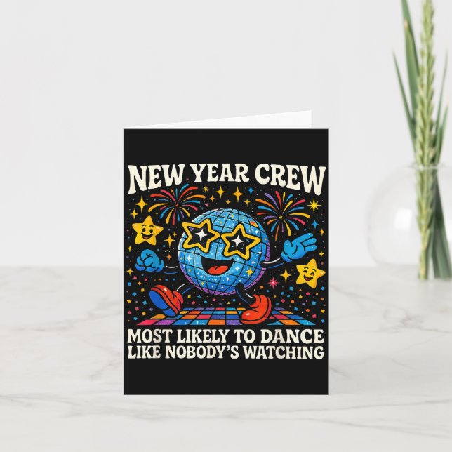 Tarjeta New Year Crew Most Likely To Dance Retro Party  (Anverso)
