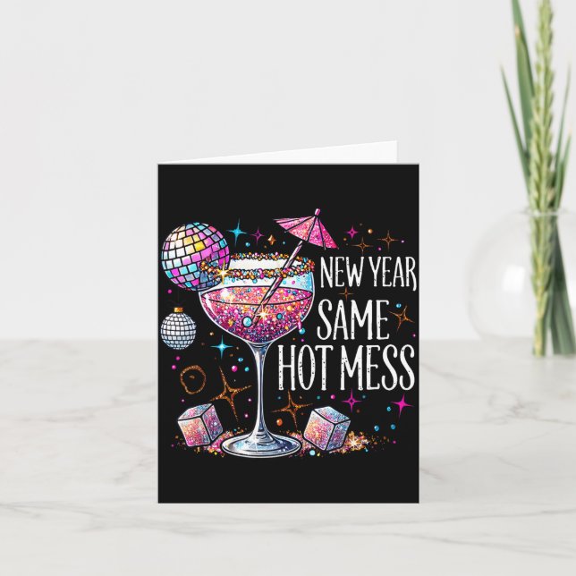 Tarjeta New Year Same Hot Mess Martini Tail New Year Women (Anverso)