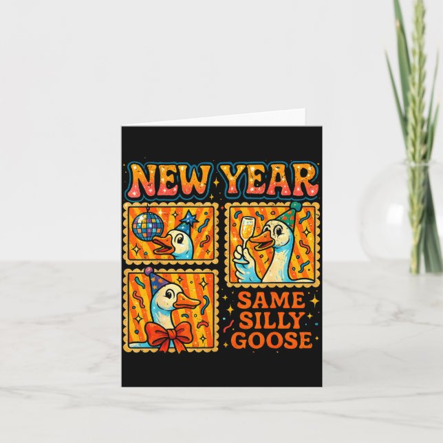 Tarjeta New Year Same Silly Goose Funny Retro Party Gift  (Anverso)