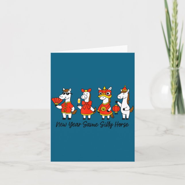 Tarjeta New Year Same Silly Horse Funny Chinese Lunar New  (Anverso)