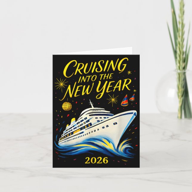 Tarjeta New Year's Eve Cruise 2026 Cruising Into The New Y (Anverso)
