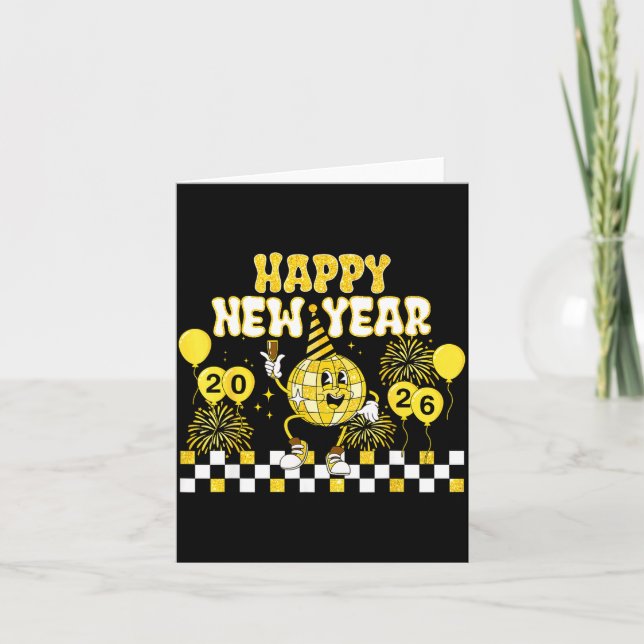 Tarjeta New Year's Eve Hello 2026 Happy New Year 2026 Disc (Anverso)