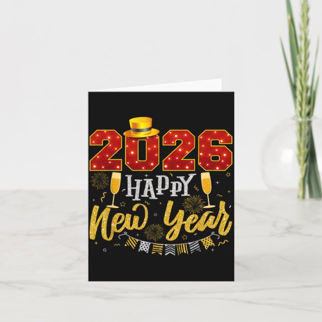 Tarjeta New Years Eve Party 2026 Fireworks Happy New Year  (Anverso)