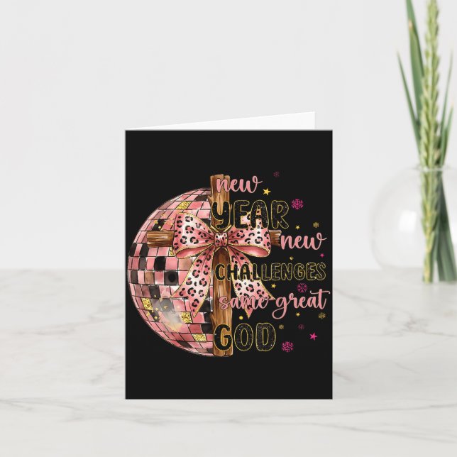 Tarjeta New Years New Challenges Same Great God Christian  (Anverso)