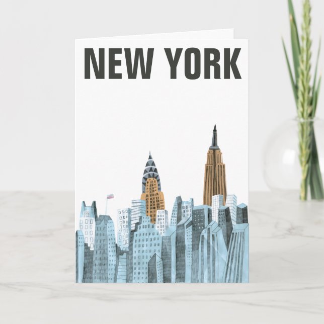 Tarjeta New York City dibujado mano, NY (Anverso)