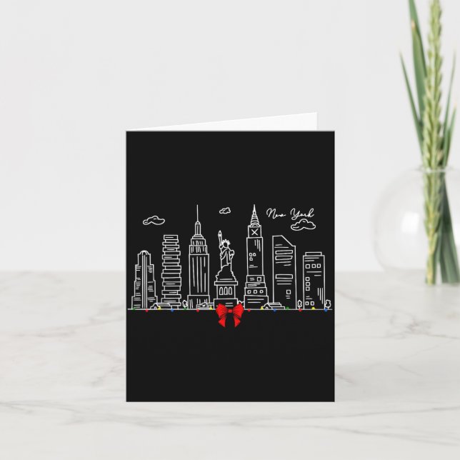 Tarjeta New York City Skyline Christmas Lights Nyc New Yor (Anverso)