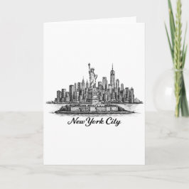 Tarjeta New York City Skyline Line Art Illustration