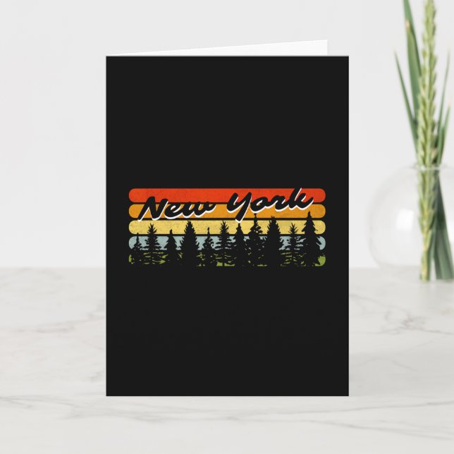 Tarjeta New York Forest Sunset Trees Cabin Theme Souvenir  (Anverso)
