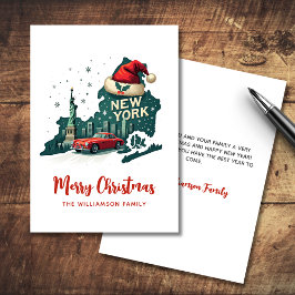 Tarjeta New York State Merry Christmas Retro Personalizado