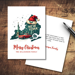 Tarjeta New York State Merry Christmas Retro Personalizado
